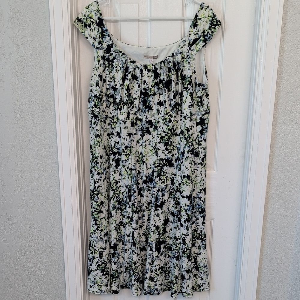 Dress Barn Black and Green Floral Midi Dress